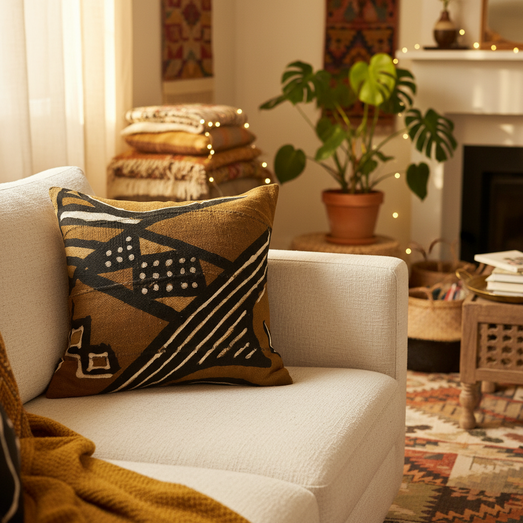 MUD CLOTH CUSHION - COCOA