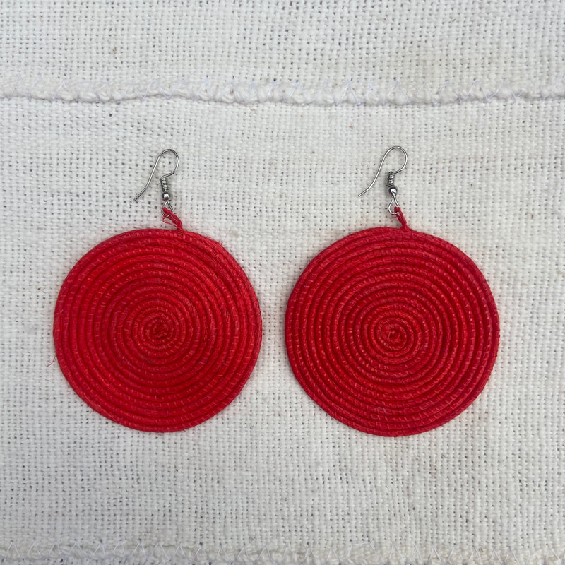 LARGE ROUND EARRINGS - RED