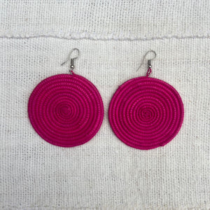 LARGE ROUND EARRINGS -  HOT PINK
