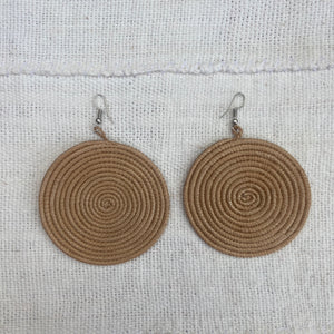 LARGE ROUND EARRINGS -  TAN