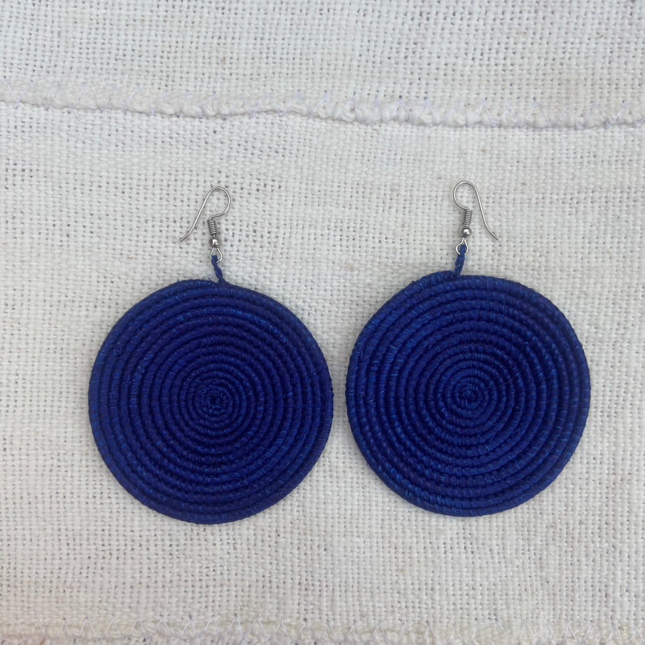 LARGE ROUND EARRINGS -  DARK BLUE