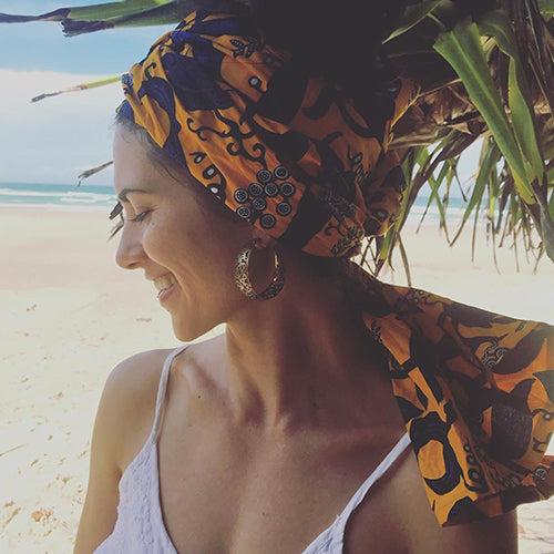 ankara headwrap, hijab, african head wrap african fabrics australia - BLUE VINE