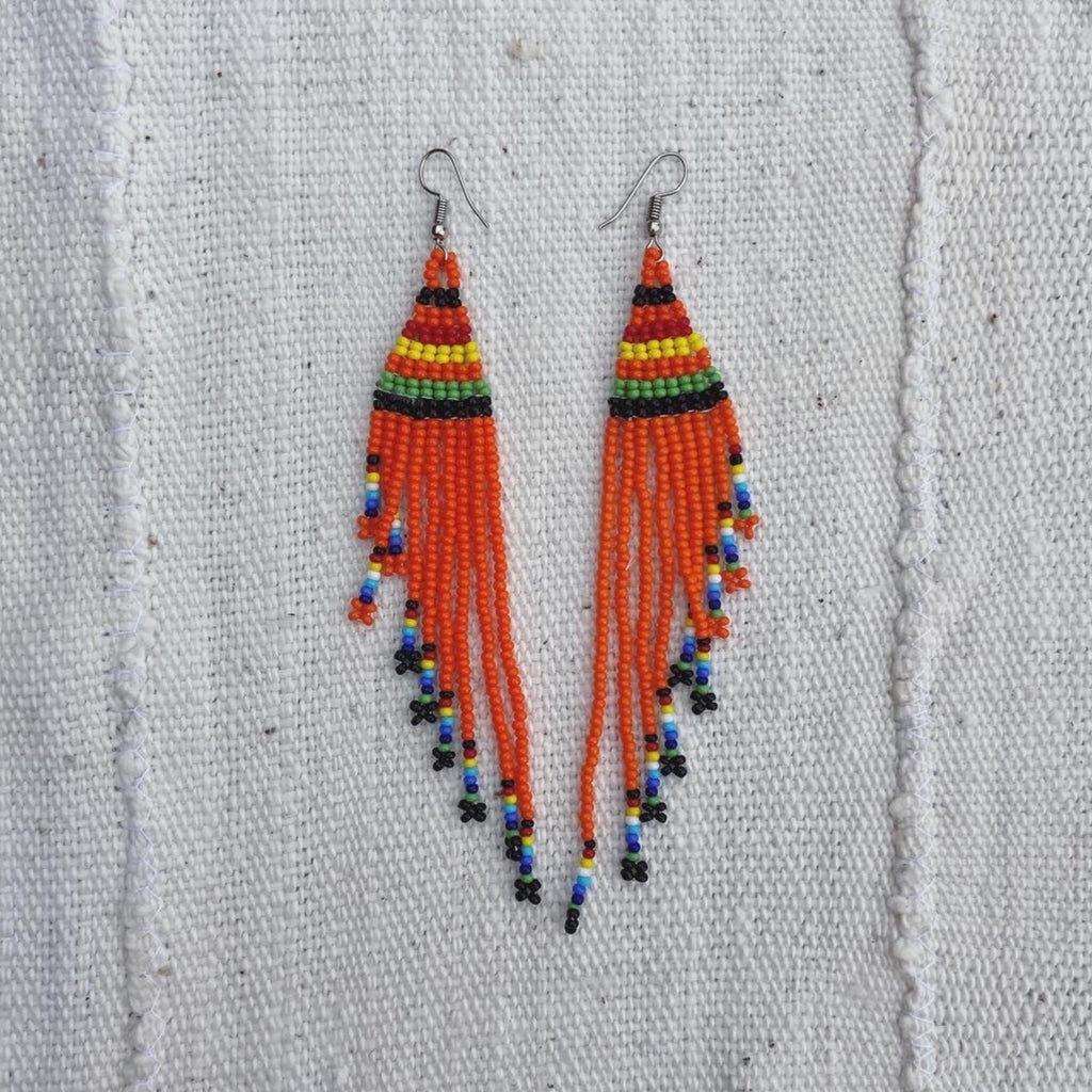 beaded tribal drop earrings East African 